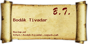 Bodák Tivadar névjegykártya
